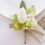 Sonder Wedding Buttonhole (white tulip) - Sonder + Stone Boutique Artificial Wedding Flowers