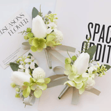 Sonder Wedding Buttonhole (white tulip) - Sonder + Stone Boutique Artificial Wedding Flowers