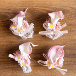 Sonder Wedding Buttonhole + Wrist Corsage (calla lily - pink) - Premium Artificial Wedding Flowers by Sonder & Stone Boutique