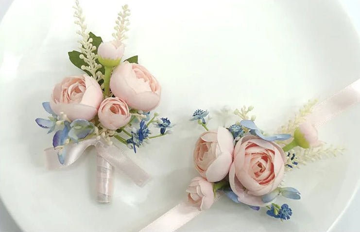 Sonder Wedding Buttonhole + Wrist Corsage (pastel muse) - Premium Artificial Wedding Flowers by Sonder & Stone Boutique