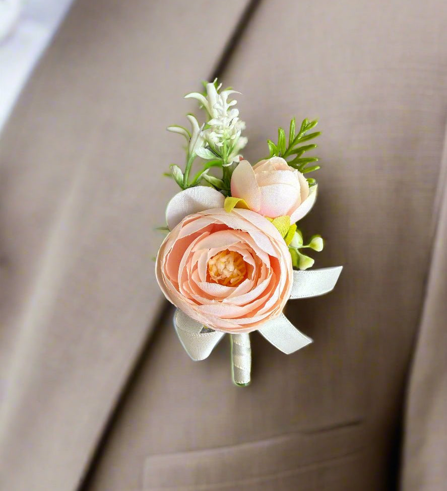 Artificial flowers Sonder Wedding Buttonholes (champagne ranunculus) - Sonder + Stone Boutique