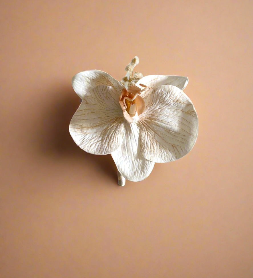 Sonder Wedding Buttonholes (latte orchid) - Sonder + Stone Boutique Artificial Wedding Flowers