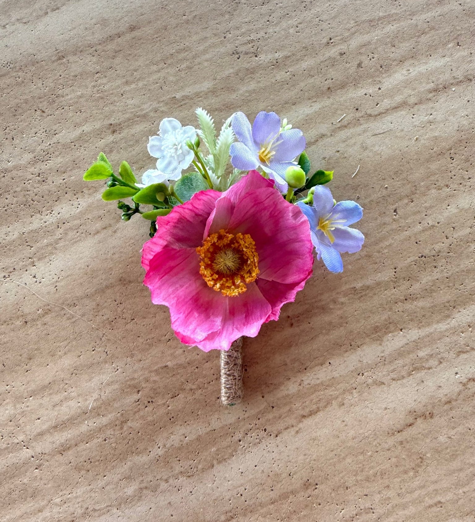 Sonder Wedding Buttonholes (poppy mix) - Sonder + Stone Boutique Artificial Wedding Flowers