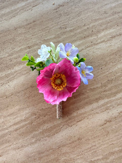 Sonder Wedding Buttonholes (poppy mix) - Sonder + Stone Boutique Artificial Wedding Flowers