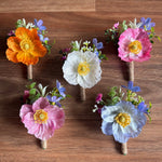 Sonder Wedding Buttonholes (poppy mix) - Premium Artificial Wedding Flowers by Sonder & Stone Boutique