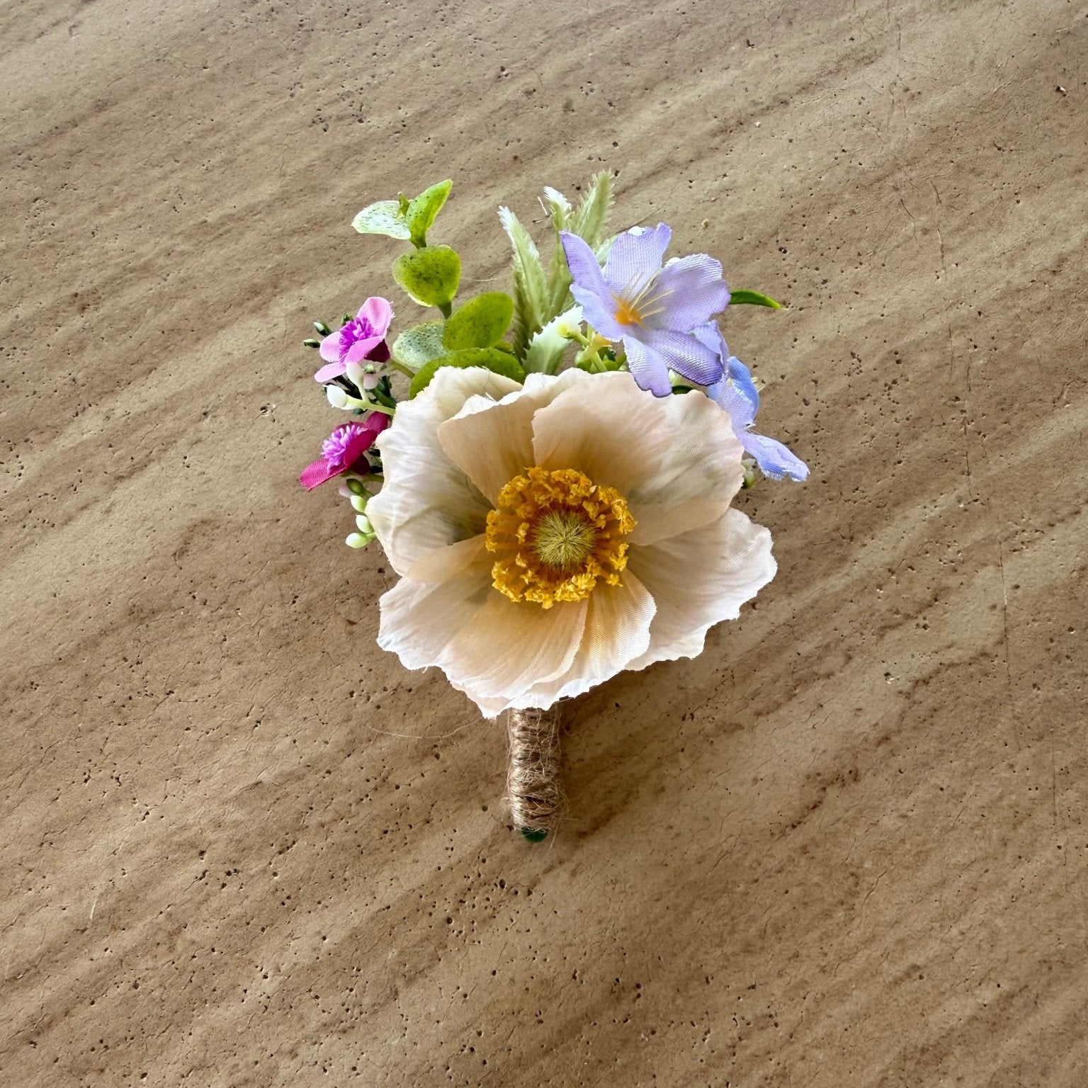 Sonder Wedding Buttonholes (poppy mix) - Sonder + Stone Boutique Artificial Wedding Flowers