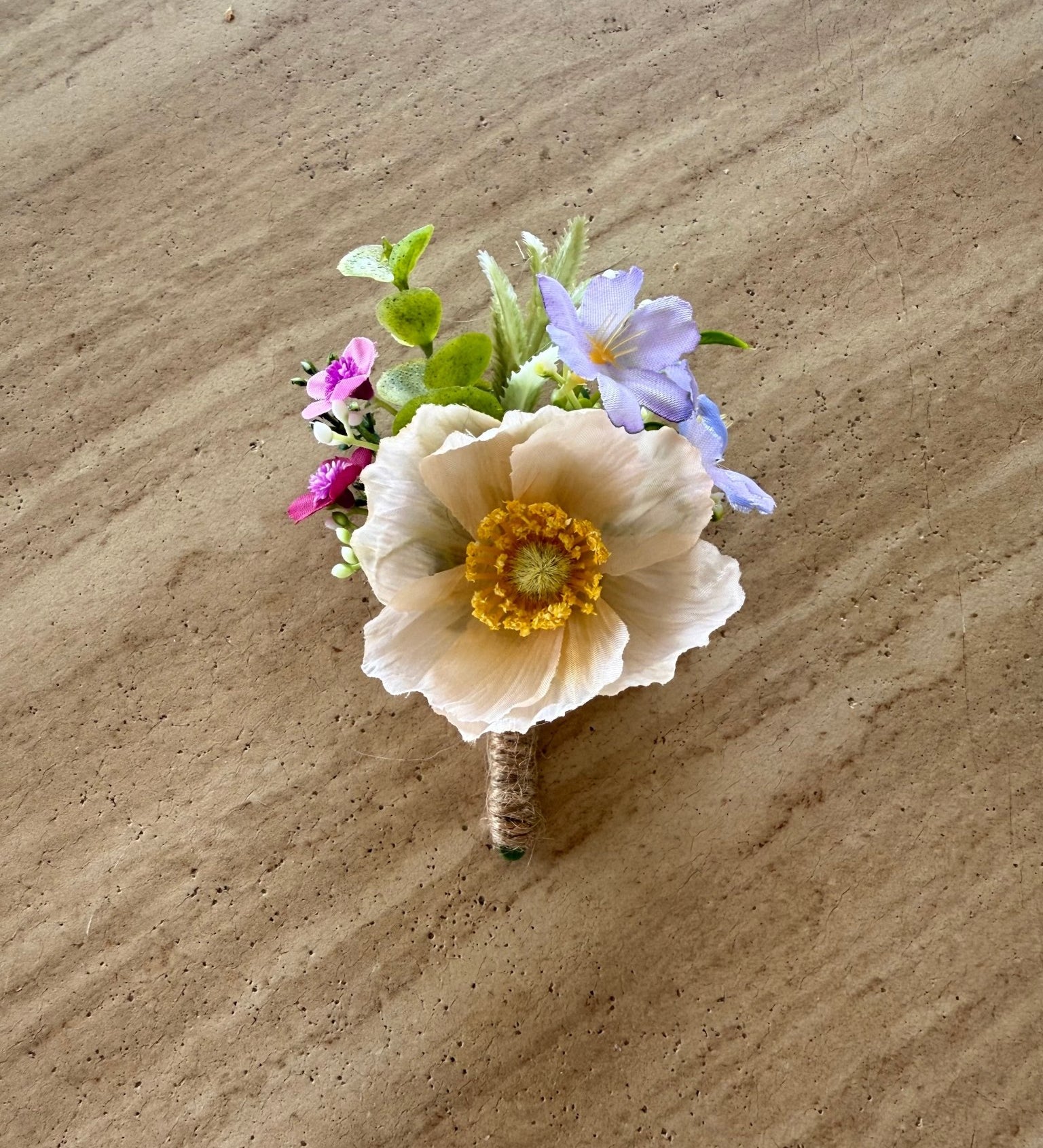 Sonder Wedding Buttonholes (poppy mix) - Sonder + Stone Boutique Artificial Wedding Flowers