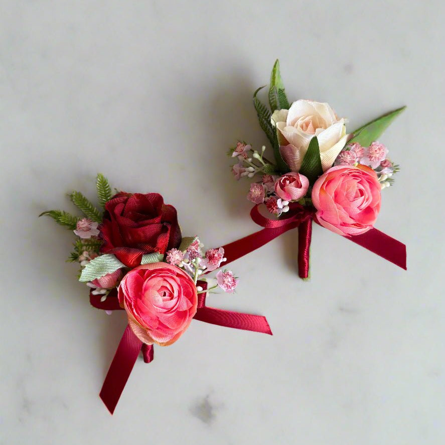 Artificial flowers Sonder Wedding Buttonholes (red + pink) - Sonder + Stone Boutique