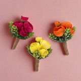 Sonder Wedding Buttonholes (summer fruits) - Sonder + Stone Boutique Artificial Wedding Flowers