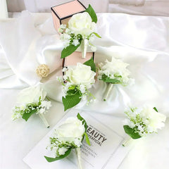 Sonder Wedding Buttonholes (white rose) - Premium Artificial Wedding Flowers by Sonder & Stone Boutique