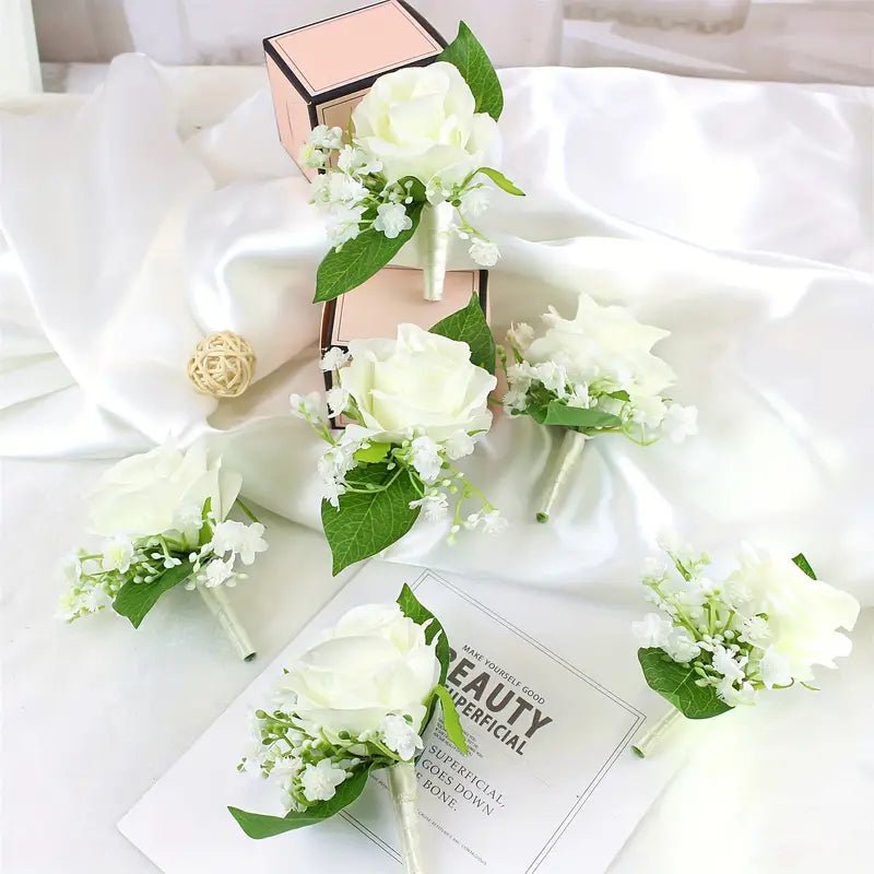 Artificial flowers Sonder Wedding Buttonholes (white rose) - Sonder + Stone Boutique