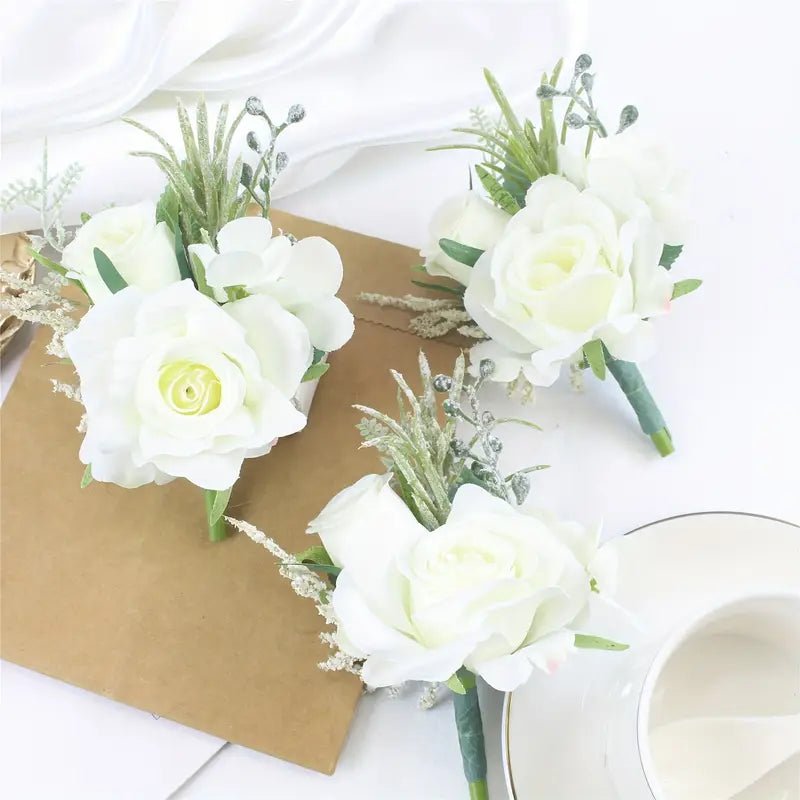Artificial flowers Sonder Wedding Buttonholes (white rose) - Sonder + Stone Boutique