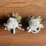 Sonder Wedding Buttonholes + Wrist Corsage (white rose) - Premium Artificial Wedding Flowers by Sonder & Stone Boutique