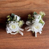 Sonder Wedding Buttonholes + Wrist Corsage (white rose) - Premium Artificial Wedding Flowers by Sonder & Stone Boutique