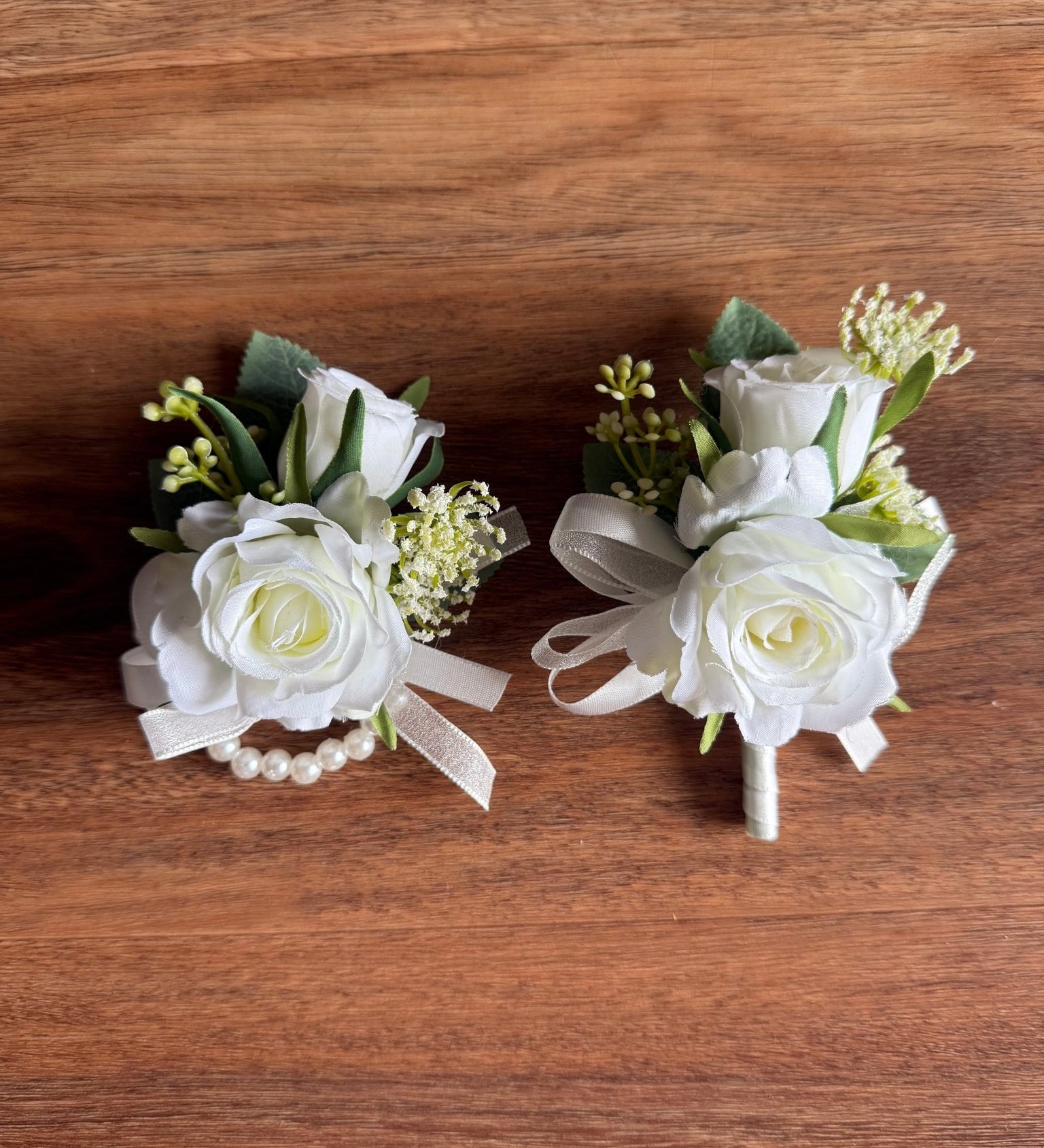 Sonder Wedding Buttonholes + Wrist Corsage (white rose) - Premium Artificial Wedding Flowers by Sonder & Stone Boutique