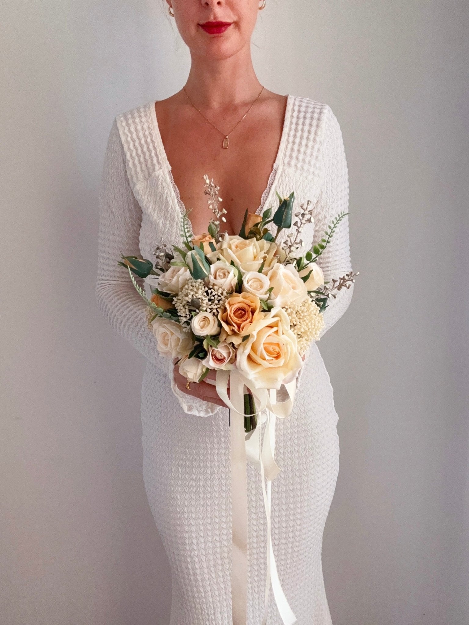 Artificial flowers Wedding Bouquet - Champagne + Peach - Sonder + Stone Boutique