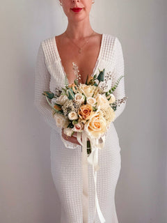 Artificial flowers Wedding Bouquet - Champagne + Peach - Sonder + Stone Boutique
