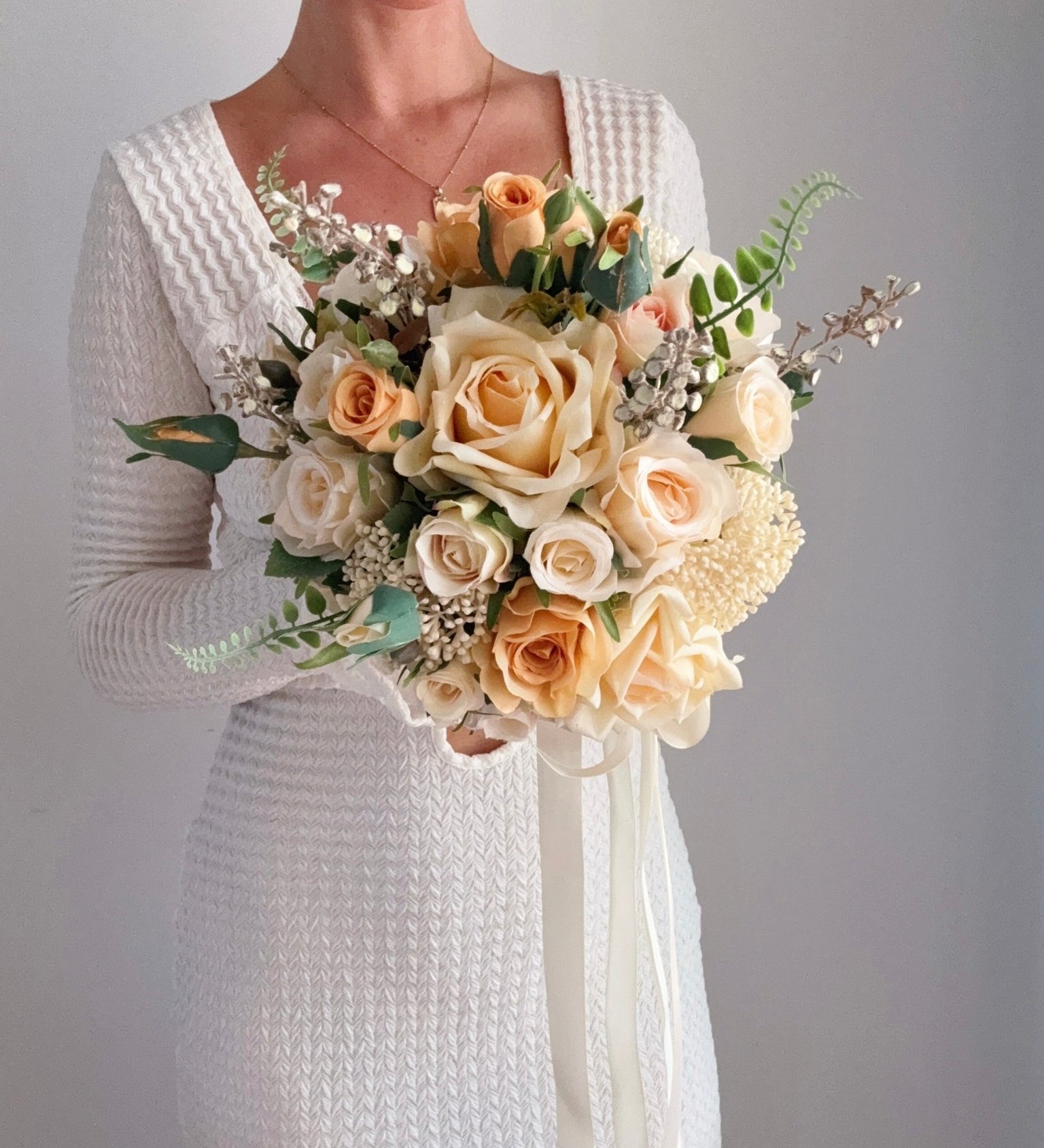Artificial flowers Wedding Bouquet - Champagne + Peach - Sonder + Stone Boutique