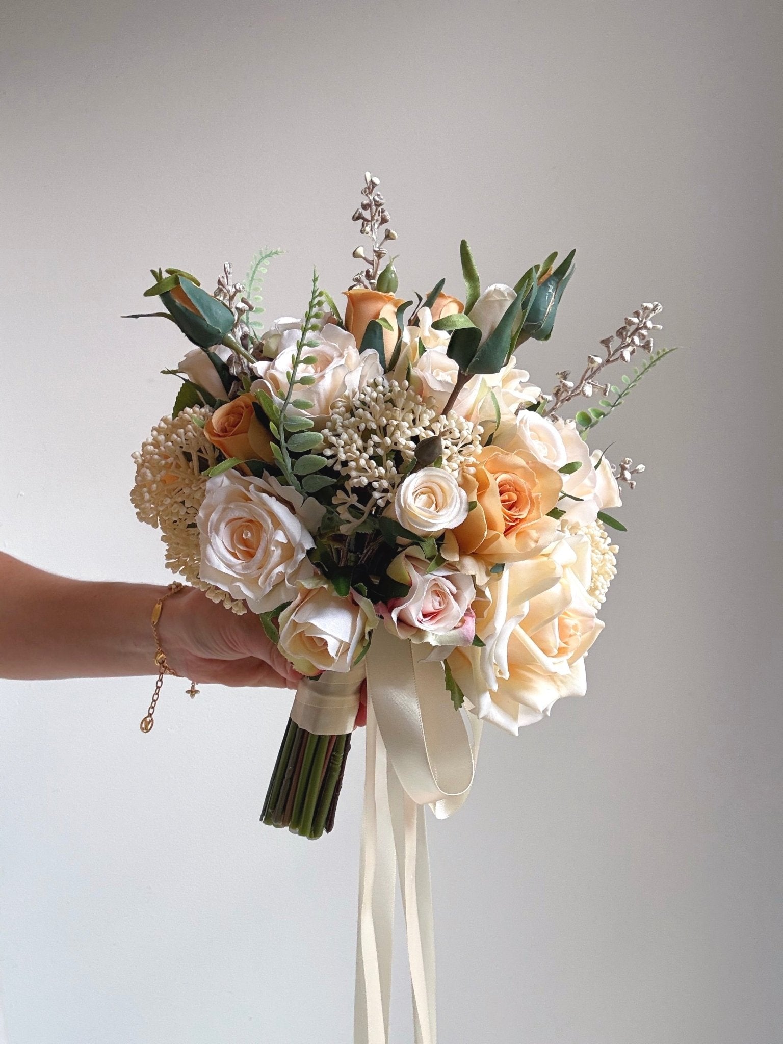 Artificial flowers Wedding Bouquet - Champagne + Peach - Sonder + Stone Boutique