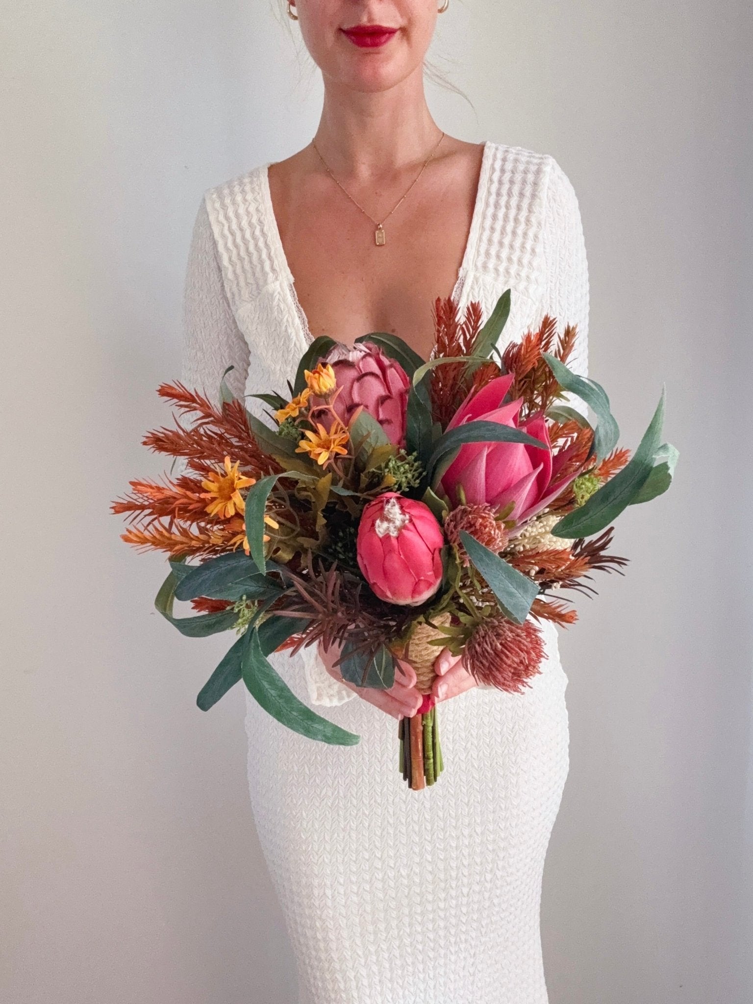 Artificial flowers Wedding Bouquet - Native Burgundy Mix - Sonder + Stone Boutique