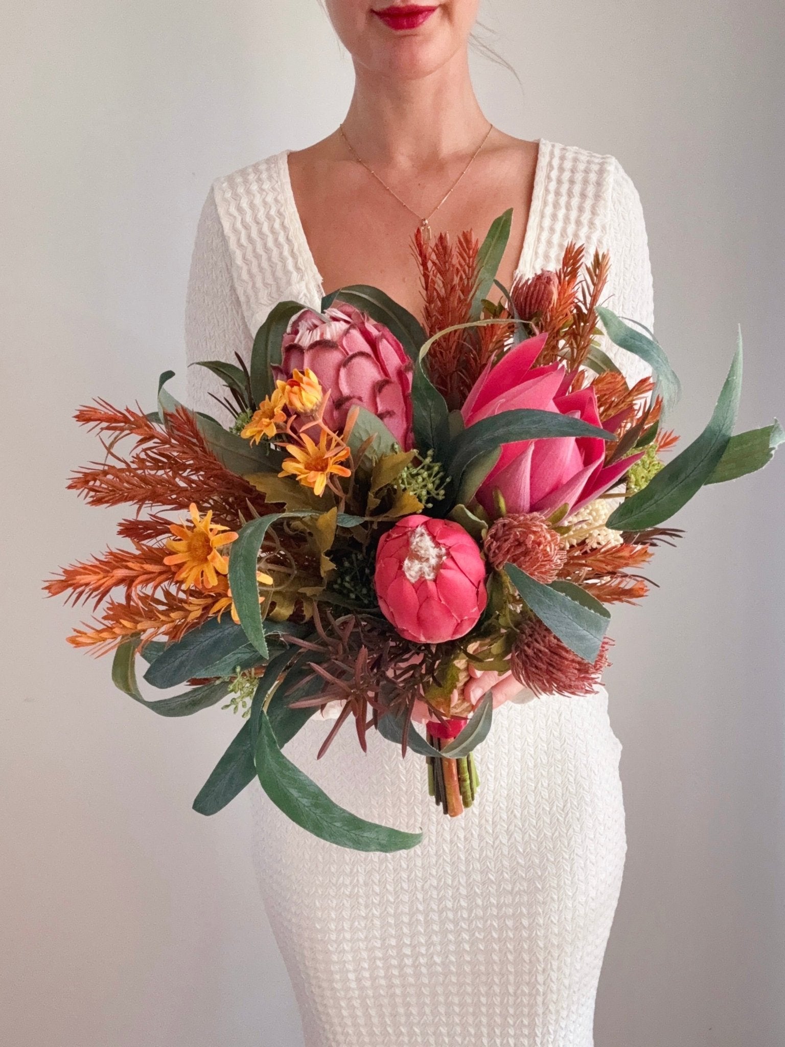 Artificial flowers Wedding Bouquet - Native Burgundy Mix - Sonder + Stone Boutique