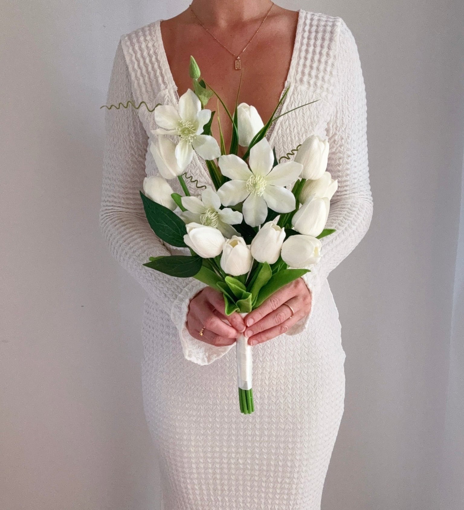 Artificial flowers Wedding Bouquet - White Tulips 2 - Sonder + Stone Boutique