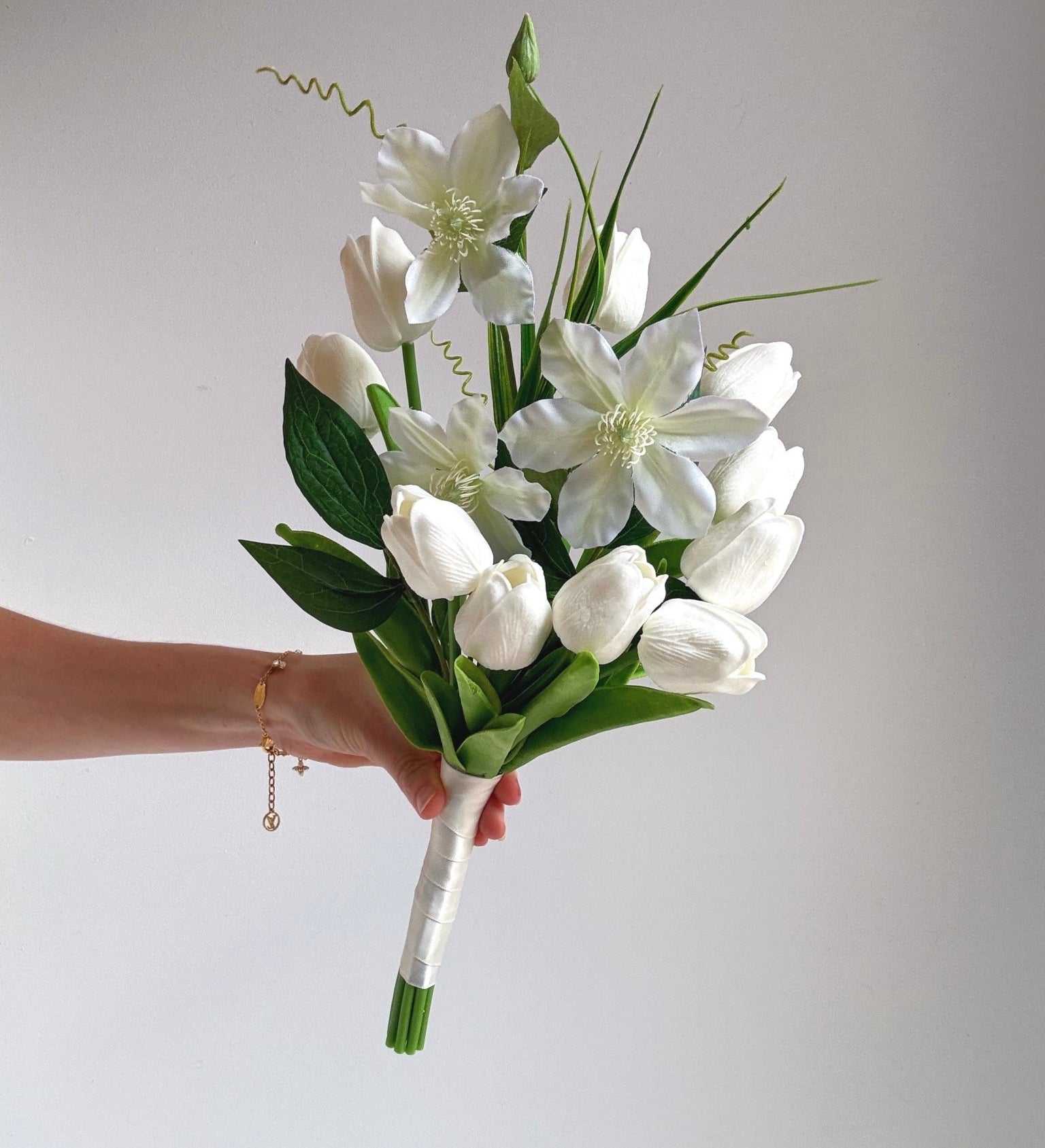 Artificial flowers Wedding Bouquet - White Tulips 2 - Sonder + Stone Boutique