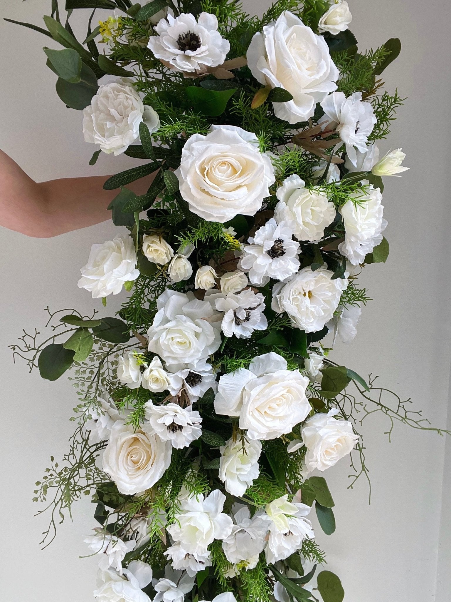 Artificial flowers White Rose + Greenery Flower Decoration - Sonder + Stone Boutique