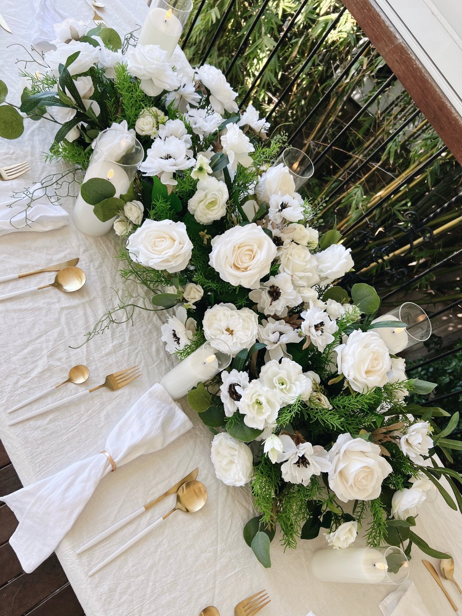 Artificial flowers White Rose + Greenery Flower Decoration - Sonder + Stone Boutique